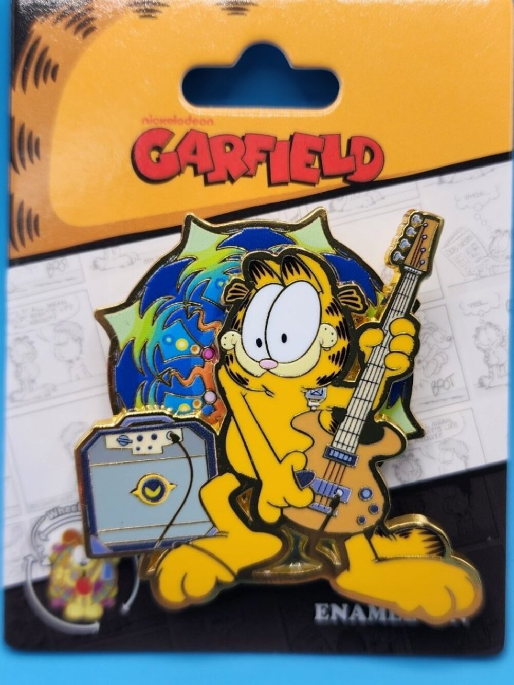 Garfield Guitar Music Spinning Wheel Enamel Pin Nickelodeon NEW